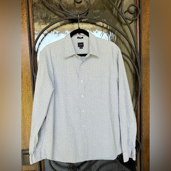 J. Crew Men's Slim Untucked Button Down Shirt Large Blue Floral Cotton L - Picture 1 of 5